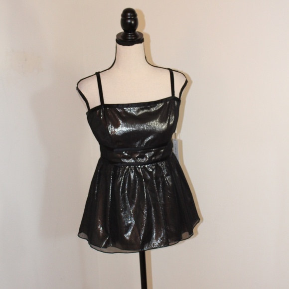 Calvin Klein, Y2K black metallic babydoll top - Picture 2 of 11